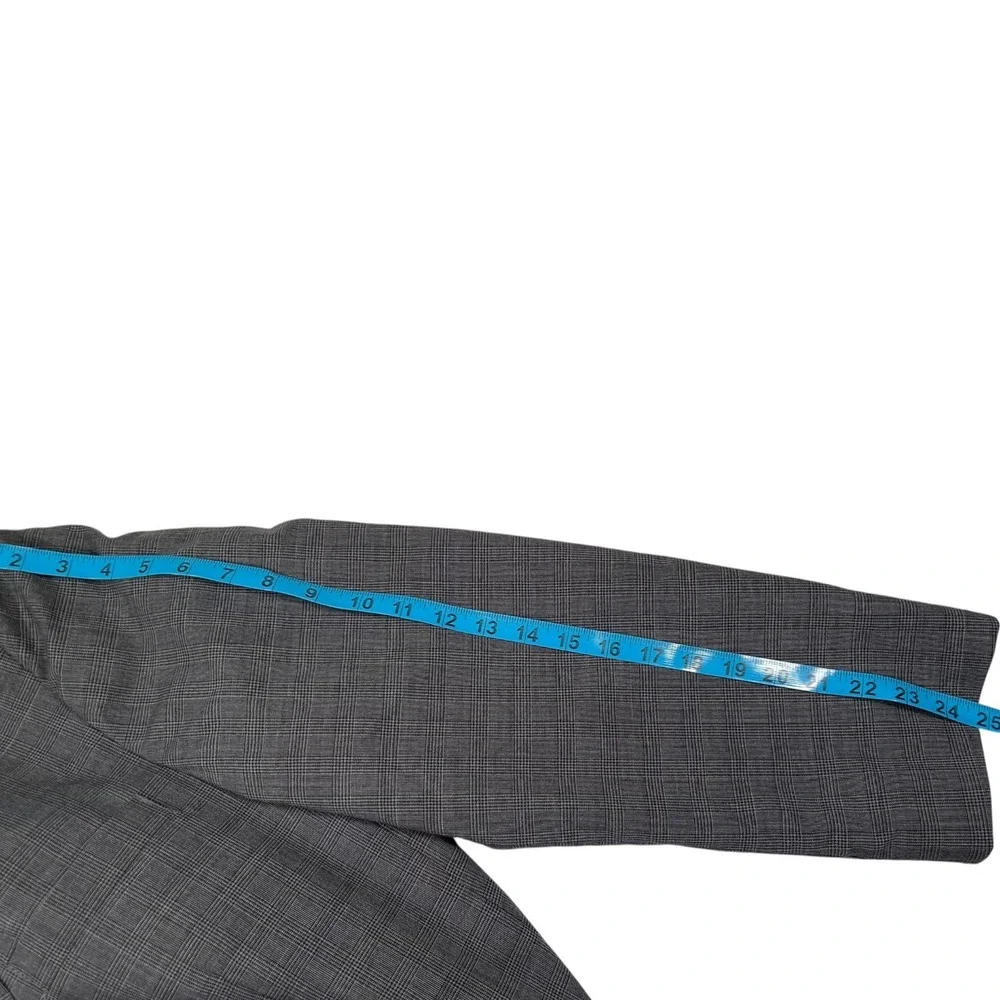 Haggar Black Label 46R 38x29 Grey Suit Set Glen Plaid Wool Blend Blazer Trousers